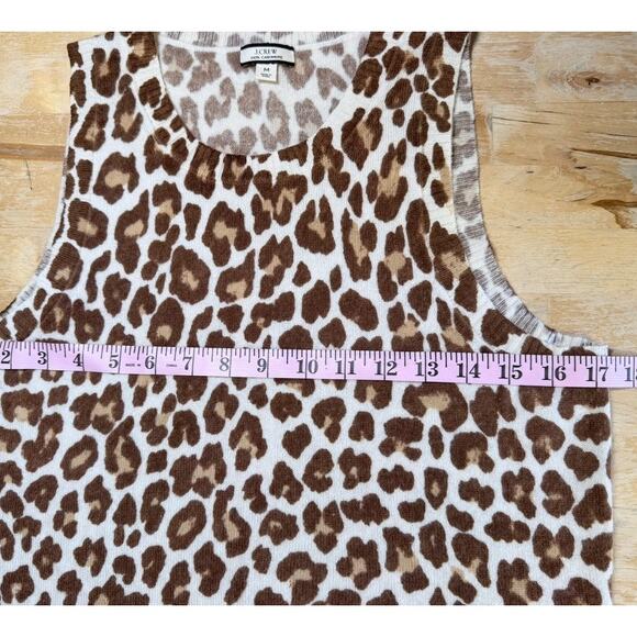 J.Crew Cashmere Leopard Animal Print Vest Tank Layer Top Sz M Cream Tan Preppy - Picture 5 of 9